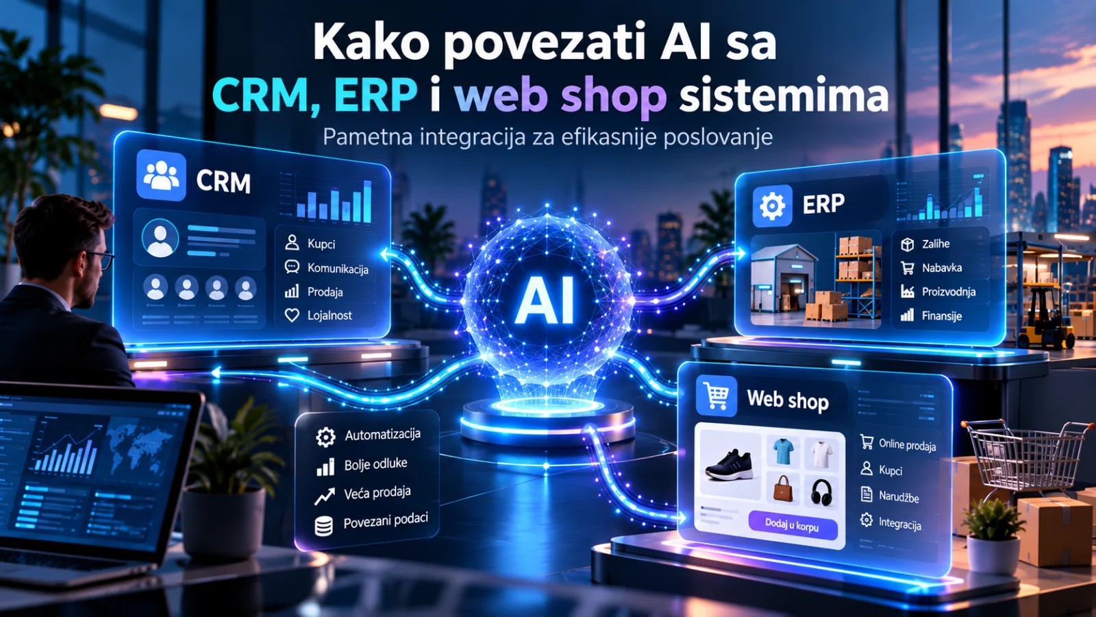 Kako povezati AI sa CRM, ERP i web shop sistemima